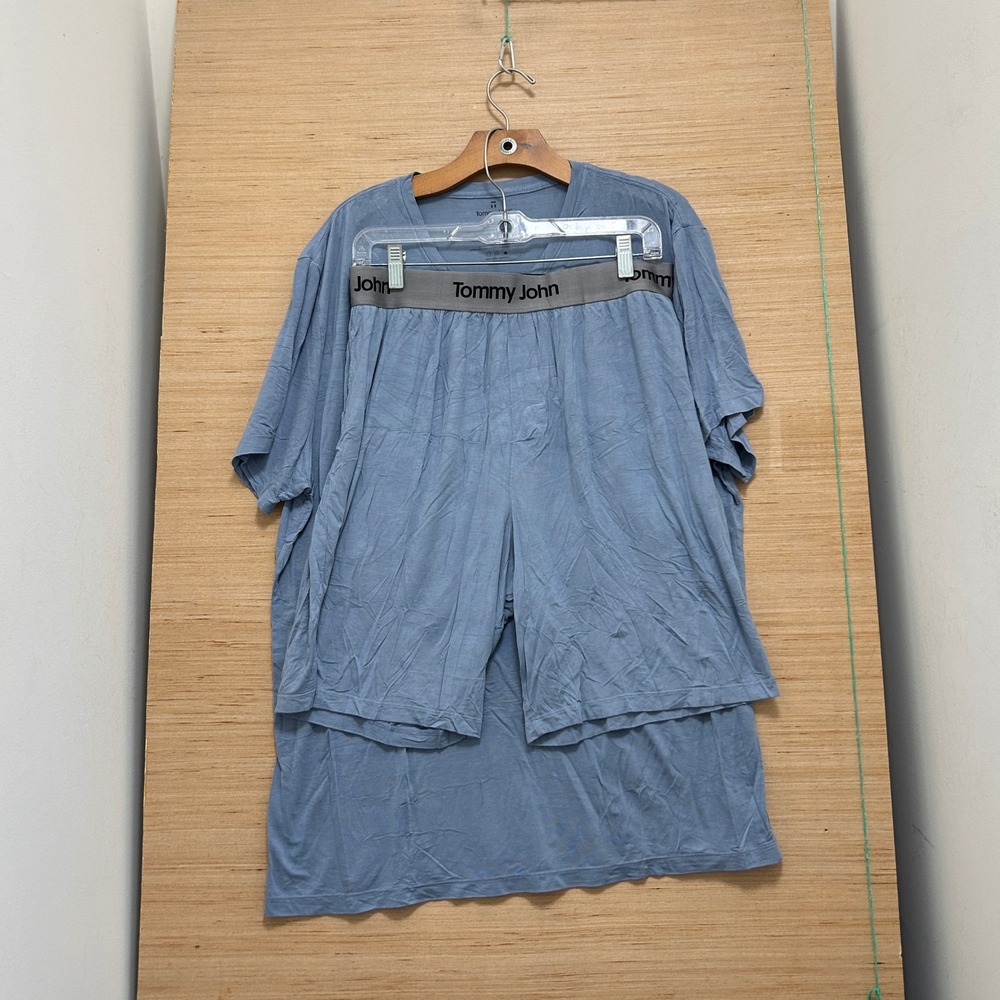 Tommy John Second Skin Lounge Set Blue Pocket Tee XL and Shorts L Mens